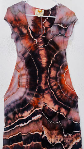 Large Grounded Cap Sleeve Slit Dress