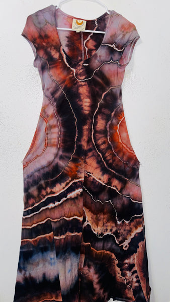 Large Grounded Cap Sleeve Slit Dress