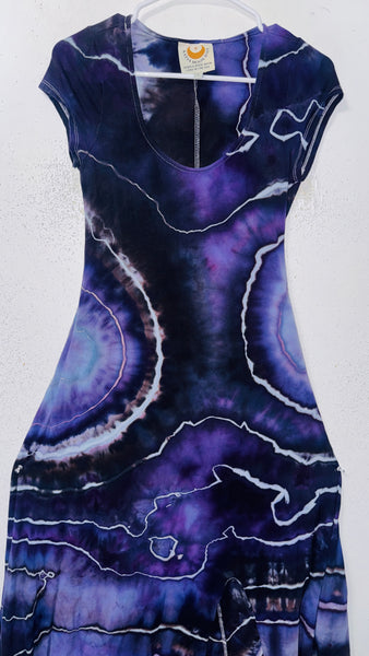 Large Grounded Cap Sleeve Slit Dress