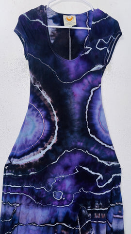 Large Grounded Cap Sleeve Slit Dress