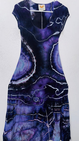 Large Grounded Cap Sleeve Slit Dress