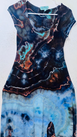 Large Grounded Cap Sleeve Slit Dress