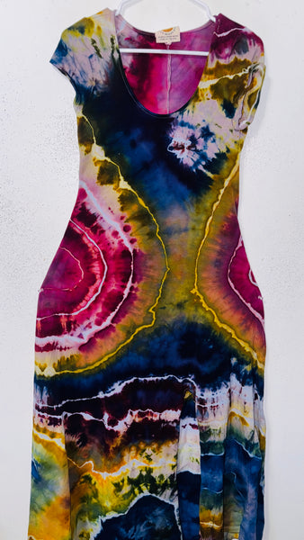 XL Grounded Cap Sleeve Slit Dress