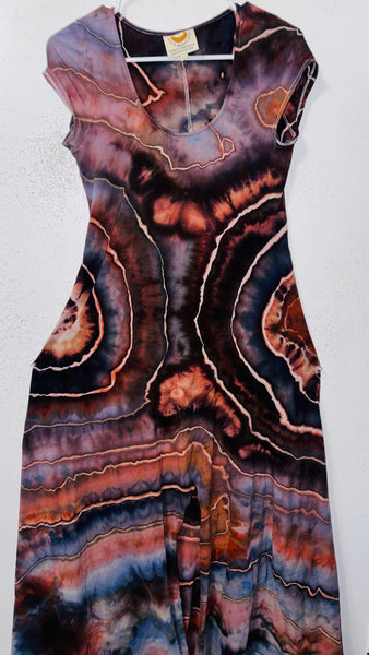 XL Grounded Cap Sleeve Slit Dress