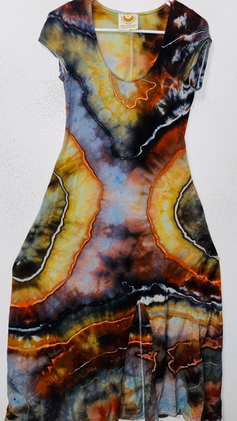 XL Grounded Cap Sleeve Slit Dress