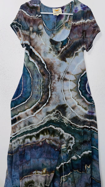 2XL Grounded Cap Sleeve Slit Dress