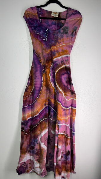Large Grounded Cap Sleeve Slit Dress
