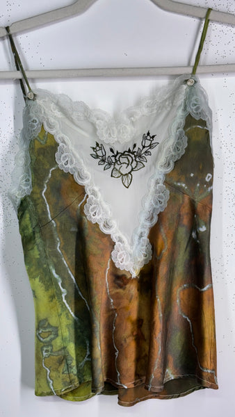 Small (fits like XS) lace & mulberry silk tank
