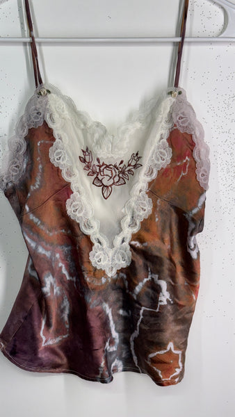 Small (fits like XS) lace & mulberry silk tank