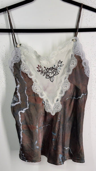 Small (fits like XS) lace & mulberry silk tank