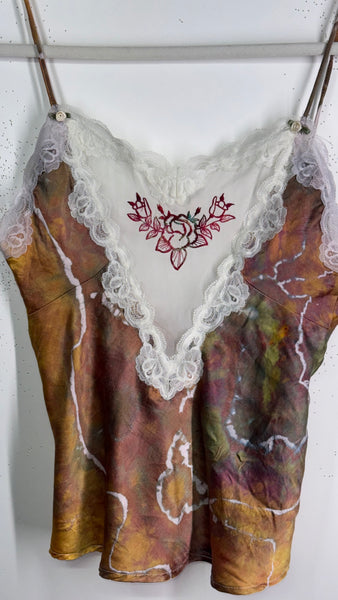 Medium (fits like S) lace & mulberry silk tank