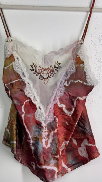 Medium (fits like S) lace & mulberry silk tank