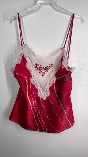 Large (fits like M) lace & mulberry silk tank