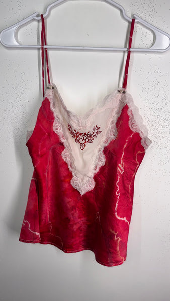 XL fits like L lace & mulberry silk tank