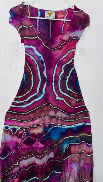 Small Grounded Cap Sleeve Slit Dress