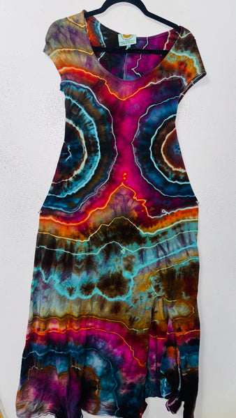 XL Grounded Cap Sleeve Slit Dress