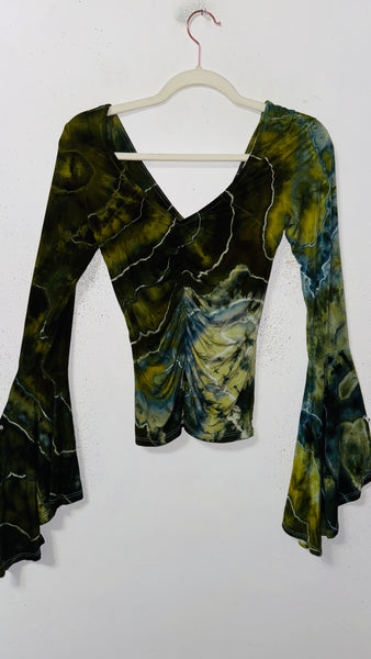Ripple Bell Sleeve Cinch top small