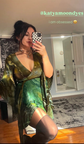 2xl/3xl High Vibration wrap MINI dress (could fit 4xl) 37"