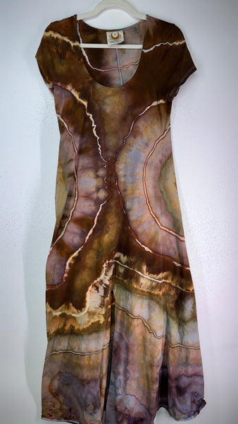 1XL Grounded Cap Sleeve Slit Dress