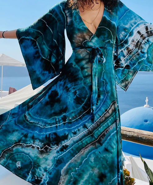 Small/Medium ( could fit large) High Vibration Wrap Maxi Dress (56" long)