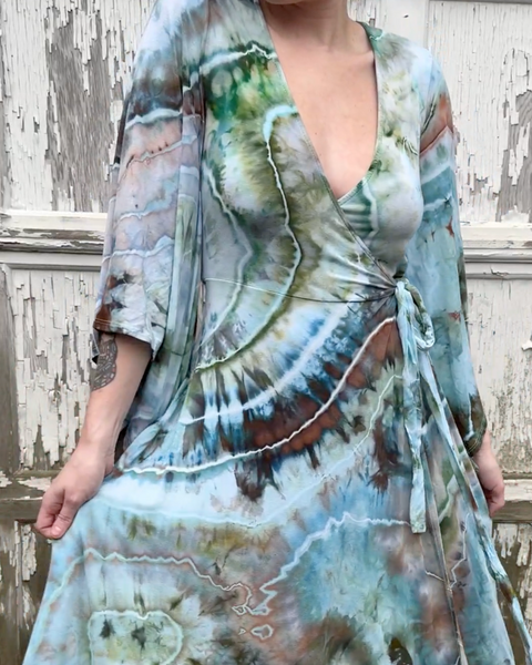 Small/Medium ( could fit large) High Vibration Wrap Maxi Dress (56" long)