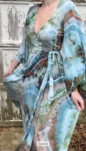 Small/Medium ( could fit large) High Vibration Wrap Maxi Dress (56" long)