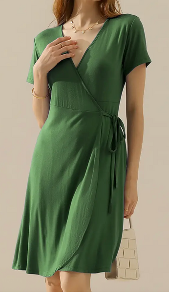 2xl short sleeve true wrap dress