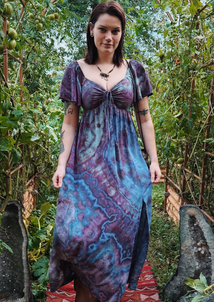 Large Flutter Dress discounted, frayed string -please readW POCKETS!