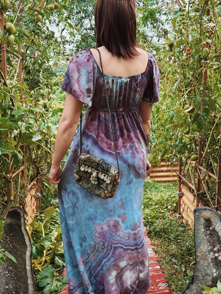 Large Flutter Dress discounted, frayed string -please readW POCKETS!